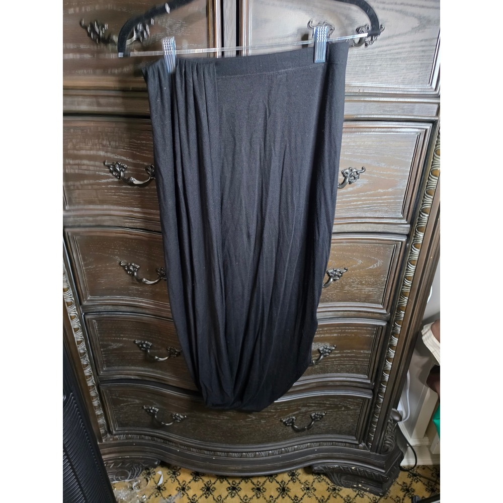 Free People FP Beach Black Draped Tulip Midi Skirt XS Elastic Waist Jersey